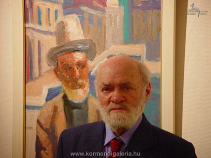 Schéner Mihály festőművész önarcképe előtt