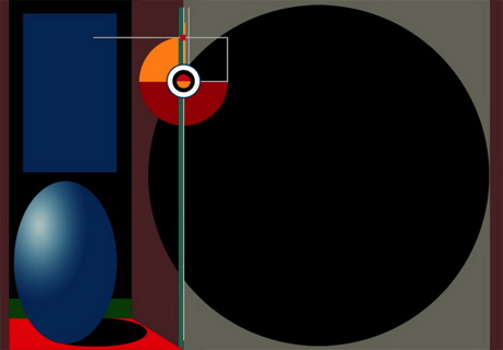 Tér-Sík (álló ellipszoid-fekete kör) – Joseph Kadar kiállítása  az Artner Palotában